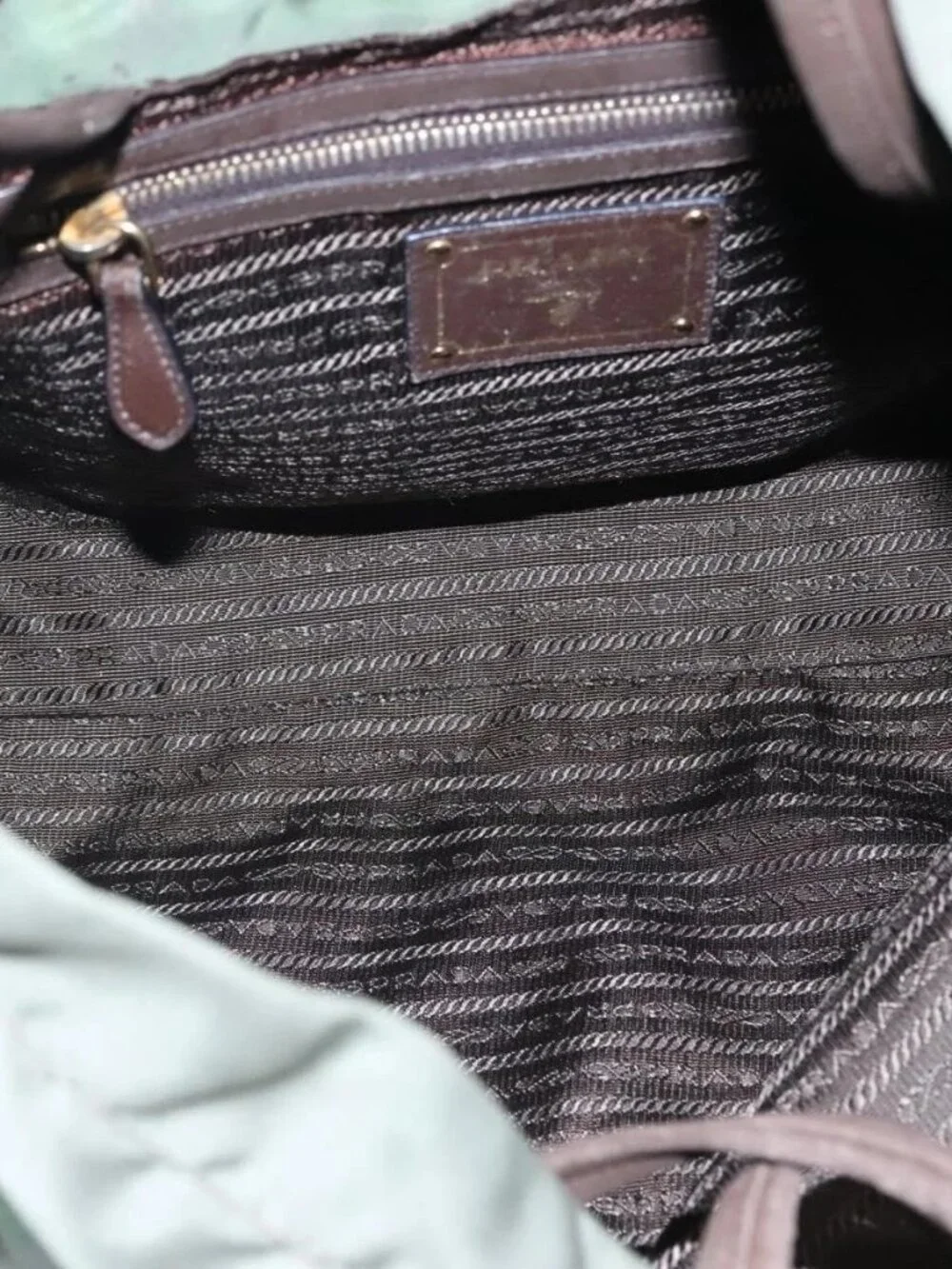 PRADA Shoulder Bag Nylon Khaki Auth bs23949